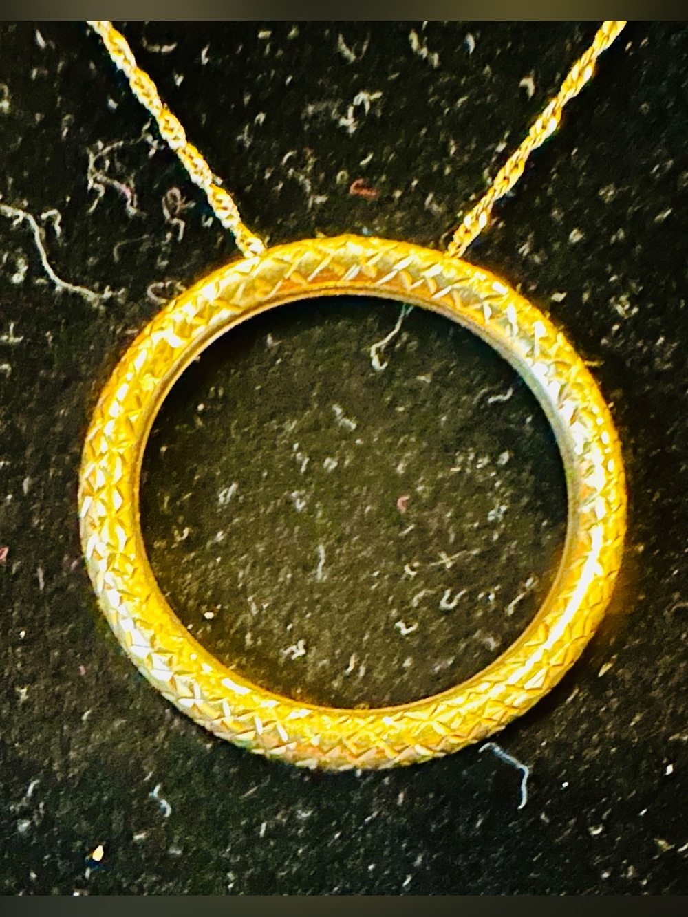 XL 10K Solid Gold Eternity Circle Necklace solid 10K gold diamond cut necklace